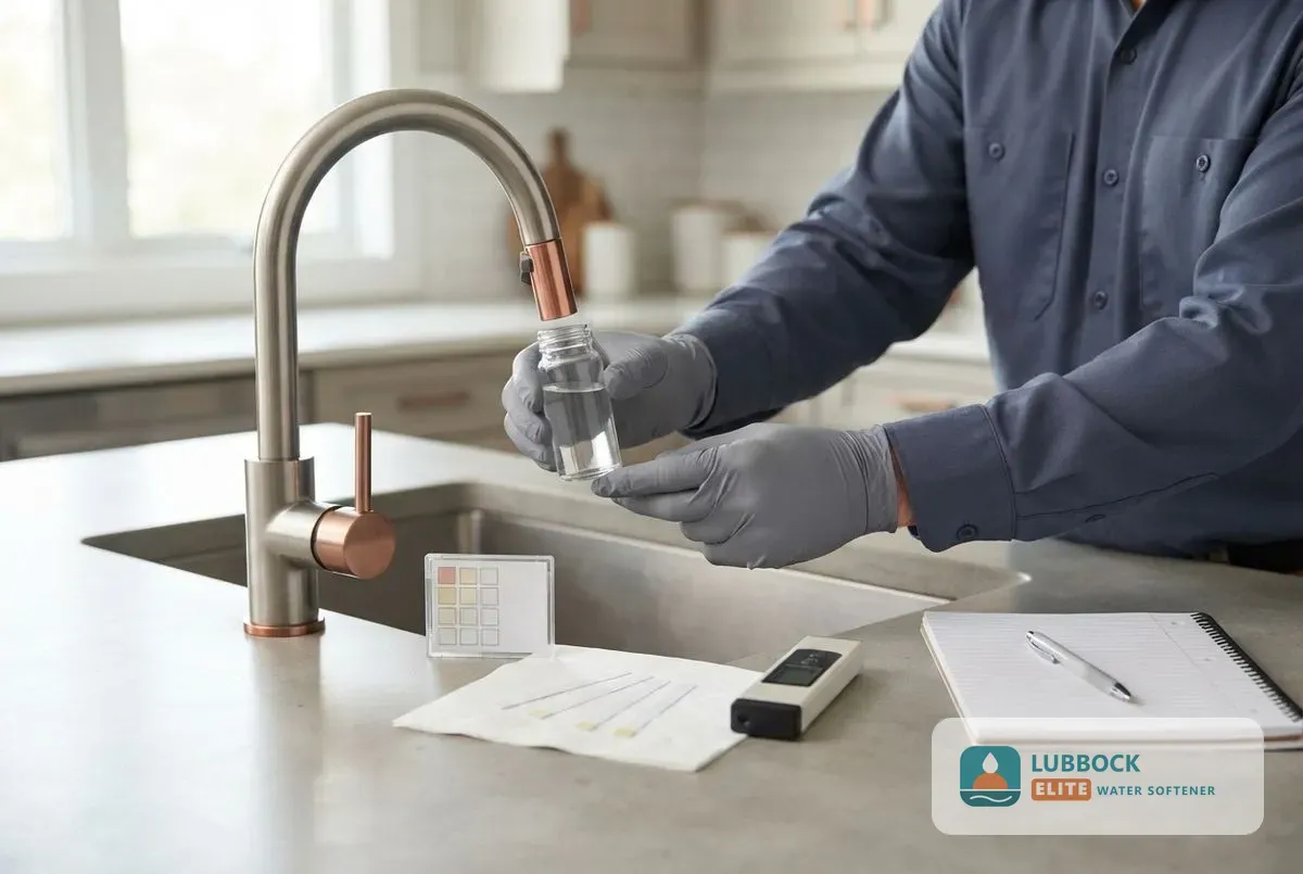 Water quality testing Lubbock TX technician testing tap water